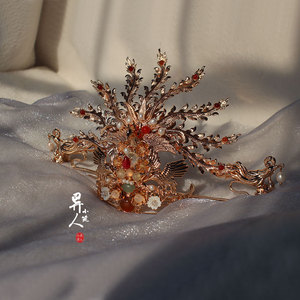 异人小筑原创设计中式古风新娘发冠女流苏九尾凤冠中国风汉服头饰