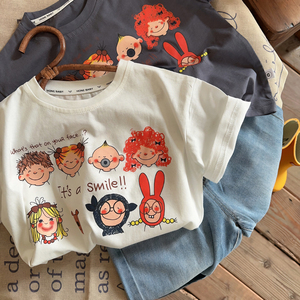 儿童短袖T恤夏季新款卡通一家人亲子童装男女童宝宝纯棉休闲上衣