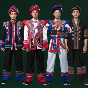 新款少数民族男士套装壮族苗族瑶族表演出服装广西舞台舞蹈演出服