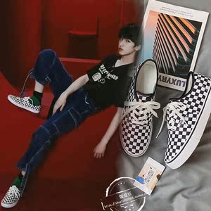 严浩翔同款帆布鞋情侣男女秋时代少年团盘棋格黑白格子棋牌格板鞋