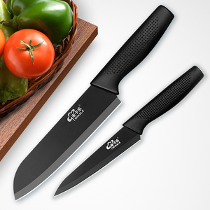黑色刃锋利厨刀家用切蔬菜水果刀具厨师刀两件套装不锈钢切肉片刀