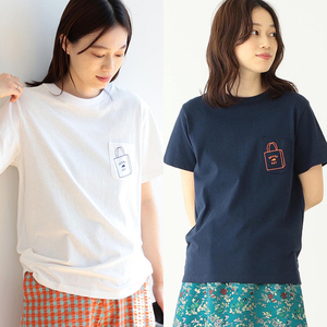 日系~日单beams口袋印花后背字母休闲百搭圆领宽松纯棉短袖t恤女