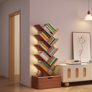 简易树形书架置物架落地创意小书柜客厅墙角多层展示柜卧室收纳架