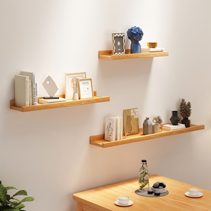 实木墙上置物架创意墙面装饰隔板悬空层板挂壁展示架电视墙一字板