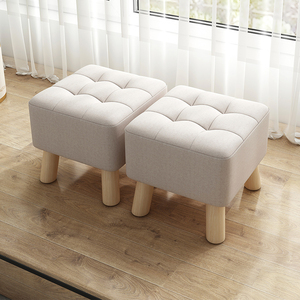 小凳子家用软包矮凳客厅沙发凳搁脚凳简约实木小板凳布艺小椅子