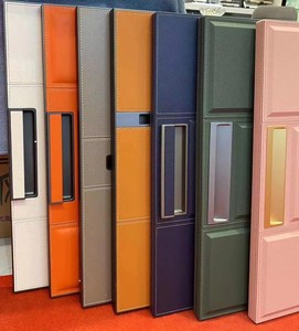 定制极简轻奢柜门高端衣柜皮革铝合金框门板皮革水性皮质抽屉面板