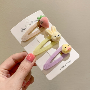 小女孩可爱兔子胡萝卜发夹网红新款绒面bb夹发卡刘海侧边夹子头饰