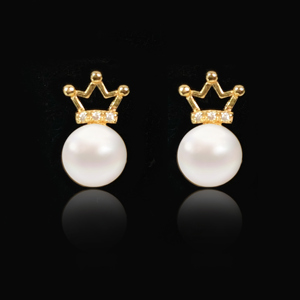 001人付款淘宝红宝石皇冠耳钉女小众设计感s925纯银电镀14k白金气质