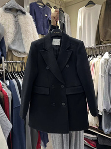 HUMSMR秋冬新款韩国原版羊绒西装外套女双面羊毛大衣重磅西服上衣