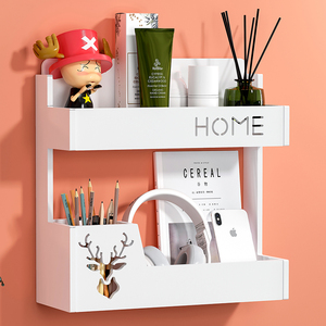 免打孔墙上置物架床边床头收纳架挂墙宿舍神器床上放手机挂架订的