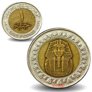 埃及硬币1镑狮身人面像非洲 双色币 图坦卡蒙 25mm 旧