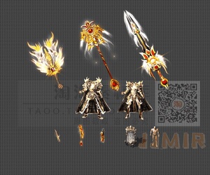 传奇装备素材 冰雪复古 三职业皓月 凤天男女衣服武器套装-tz1198