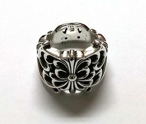 蔷薇花克罗心潮牌男女925纯银鸢尾花戒指exo韦雪同款指环尾戒子