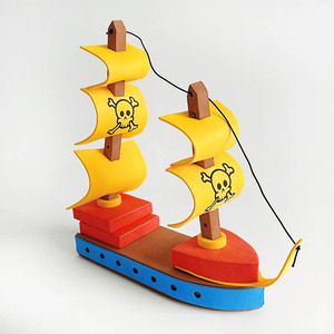幼儿早教益智手工diy海盗船eva泡沫拼图开发小脑智慧动手能力玩具