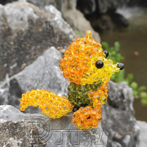 丁丁 粒水晶家居摆件 纯手工串珠狐狸成品编织立体小动物造型摆设