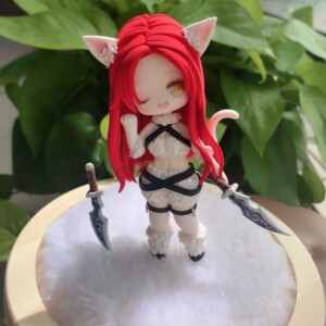 英雄联盟暗夜猫女卡特琳娜不祥之刃q版粘土手办摆件lol手办礼物