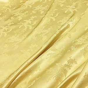 小罗家 提花真丝桑波缎面料 桑蚕丝质地服装制作布料金色底