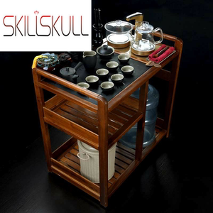 新款花梨实木带轮茶车