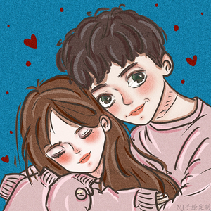 手绘情侣头像真人照片转q版卡通漫画人物形象个性定制婚礼设计