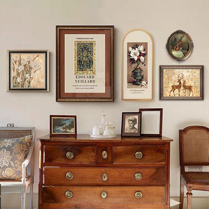 轻奢美式组合装饰画复古怀旧客厅沙发背景墙挂画高档欧式餐厅壁画