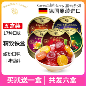 德国进口嘉云糖5盒装 混合水果糖零食硬糖喜糖礼盒装休闲糖果