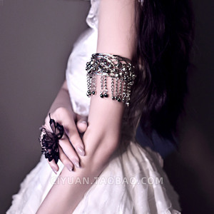 Lolita朋克哥特复古异域风金属铃铛手臂环lo配饰手链饰品护腕臂套