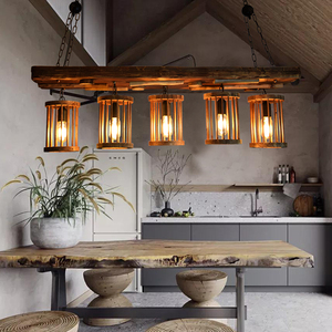 复古工业风吊灯美式网咖啡餐厅烧烤店酒吧台LOFT创意个性实木灯具