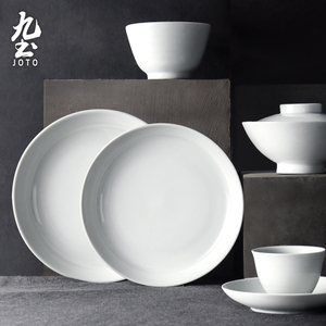 日式手工陶瓷餐具景德镇白瓷家用米饭碗汤碗面碗菜盘碟子水杯套装