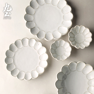 九土日式陶瓷盘子花瓣大碗汤面碟鱼菊皿2-4人餐具套装组器皿商用