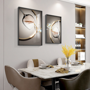 轻奢酒杯餐厅装饰画现代简约两联组合酒柜墙面小户型饭厅厨房挂画