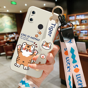 闭眼胖虎小米8手机壳女可爱个性防摔限量版腕带小米8se超薄液态硅胶