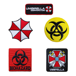 生化危机危险标志保护伞公司背胶补丁徽章布贴 出口刺绣diy贴花