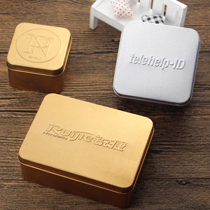 正方形长圆马口铁盒个性创意定制钢印喜糖盒logo凹凸印产品包装盒