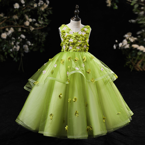 儿童礼服公主裙女童高端婚纱花童婚礼女孩主持人钢琴花仙子演出服