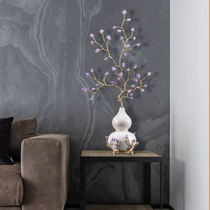 紫气东来新中式紫水晶发财树葫芦摆件客厅办公玄关装饰品乔迁礼物