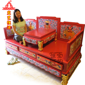 密宗佛活坐床实木藏式罗汉床打坐禅床　西藏家具佛堂雕刻上师法座