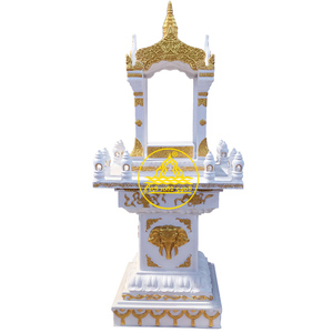 泰式佛龛四面神屋室外供奉台白色描金金属泰国四面佛神龛佛屋神屋