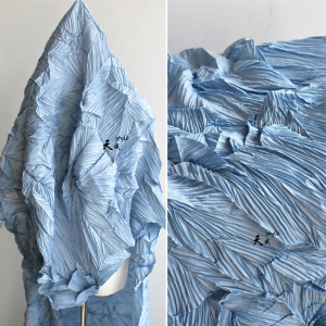 新款三宅一生褶皱百褶立体造型特殊婚礼风琴褶不规则网纱设计布料