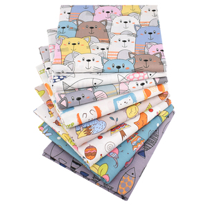 卡通猫咪图案印染纯棉床品布料手工全棉童装婴卡通儿被套床单面料