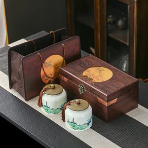茶叶包装高档礼盒大号单双罐陶瓷半斤装密封罐茶叶罐礼盒支持定制