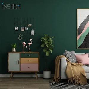 网红墨绿色墙纸壁纸自贴防水卧室改造床头背景墙贴纸衣柜装饰家具