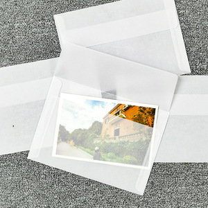 空白硫酸纸信封 日式简约纯色半透明明信片信纸收纳手帐素材装饰