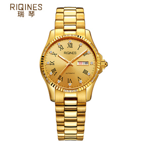 瑞士品牌女表防水黄金手表女 18K金表女纯金色复古经典女款机械表