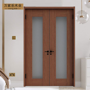 双开门木门别墅室内对开大门现代简约客厅实木玻璃门定制日式房门