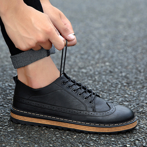 男鞋夏季英伦复古鞋子男学生百搭潮鞋男士休闲鞋布洛克休闲皮鞋男