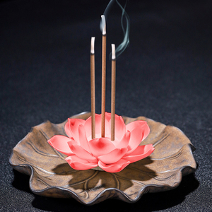 多孔线香插陶瓷佛手莲花荷花香炉3支香薰檀香沉香卧香座禅意摆件