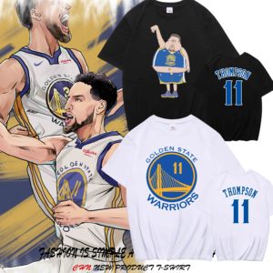 水花克莱汤普森球衣男勇士队汤神11号篮球训练服学生休闲上衣大码