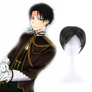 cos假发黑色 三七分少年头|进击的巨人利威尔兵长cosplay发型