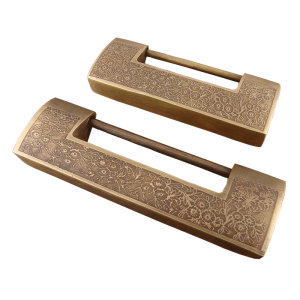 仿古锁 纯铜锁横开挂锁中式老锁头插销锁结婚礼物红木顶箱柜铜锁