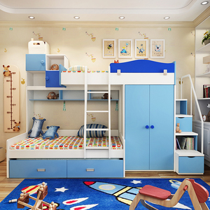 多功能子母床 儿童高低床双层床上下床带衣柜储物组合床儿童家具